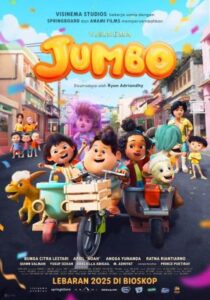 Cartel de la película Jumbo con personajes animados en un entorno mágico.