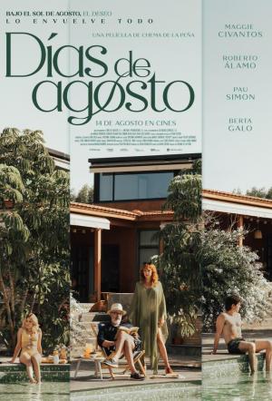 Escena de un dramático verano en la playa con personajes en tensión.
