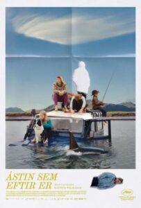 Cartel de la película con paisajes islandeses y personajes familiares