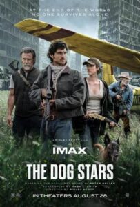 Escena de la película con paisajes postapocalípticos y personajes principales