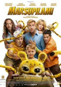 Escena cómica del marsupilami y su familia en el crucero