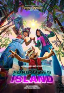Cartel de la película con colores vibrantes y personajes animados.