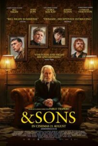 Cartel de la película con Bill Nighy y su familia en una escena melancólica.