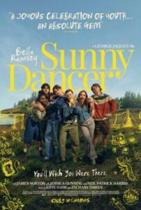 Cartel de Sunny Dancer con jóvenes en un campamento